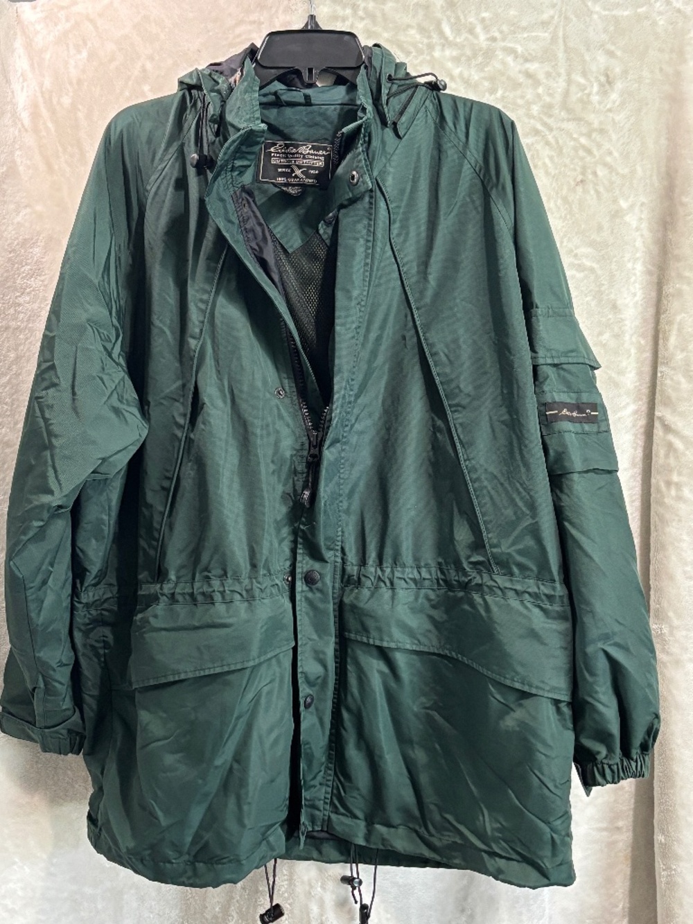 Medium| Eddie Bauer Forest Green Hooded Nylon Outdoor Parka Jacket